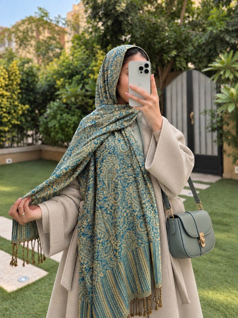 Teal Gold Pashmina